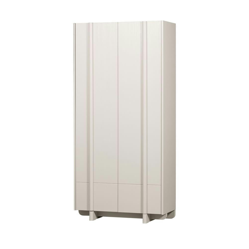 BASU - Armoire 2 portes, 1 tiroir en bois H210cm gris clair