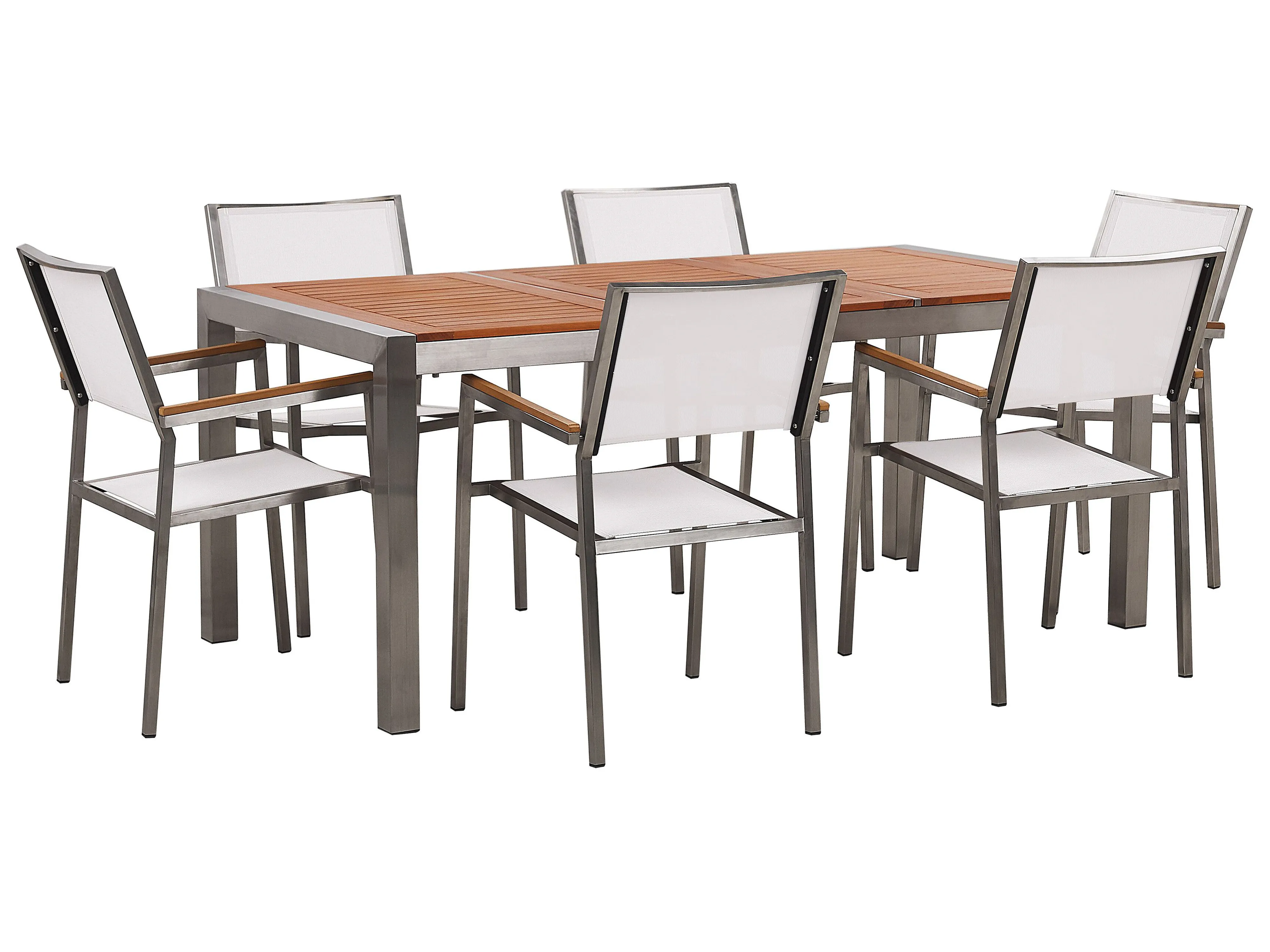 Garden Dining Set 6 Seater GROSSETO Eucalyptus Wood Brown/ White