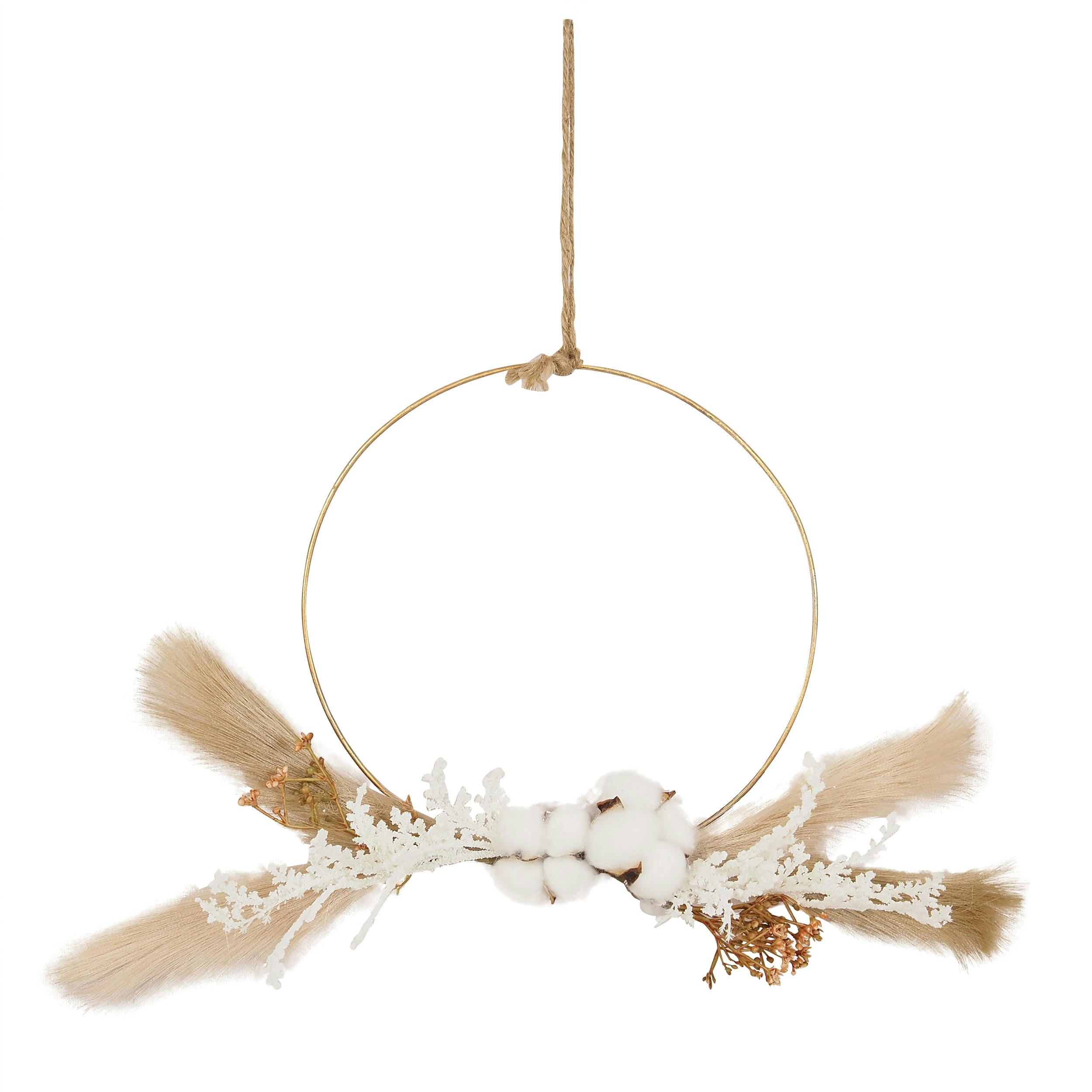 - Couronne fleurs artificielles et plumeaux 30cm