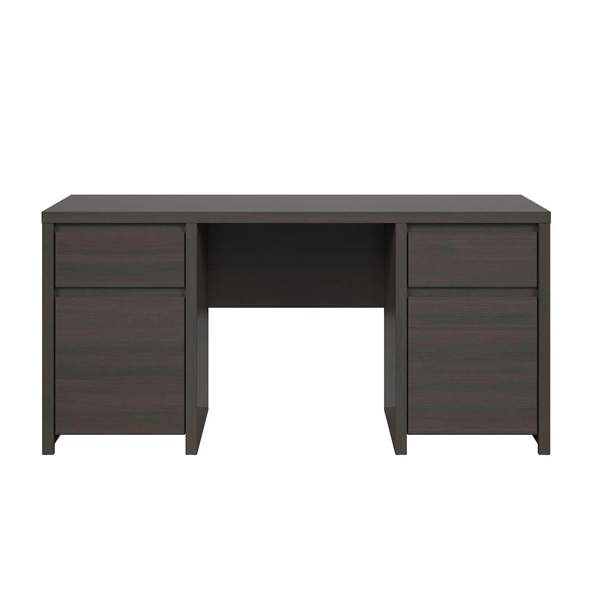 - Bureau 2 portes 2 tiroirs panneaux agglomérés naturel foncé