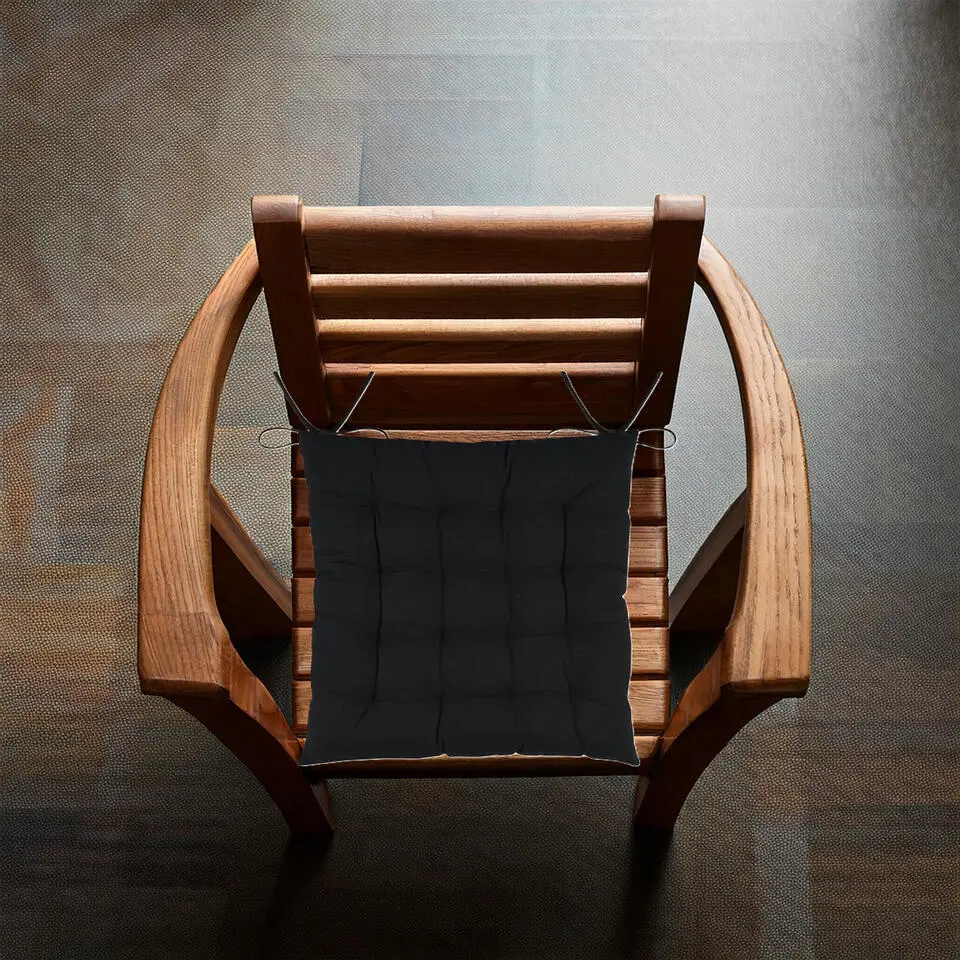 Stof Textile stoelkussens - zwart - 38 x 38 x 3.5 cm