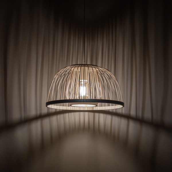 Lampa wisząca naturalne drewno-biała KRABI 1xE27x25W Nowodvorski