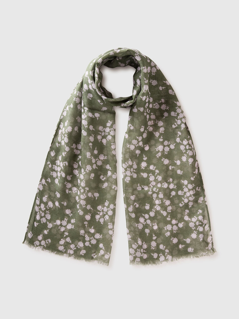 Patterned linen blend scarf