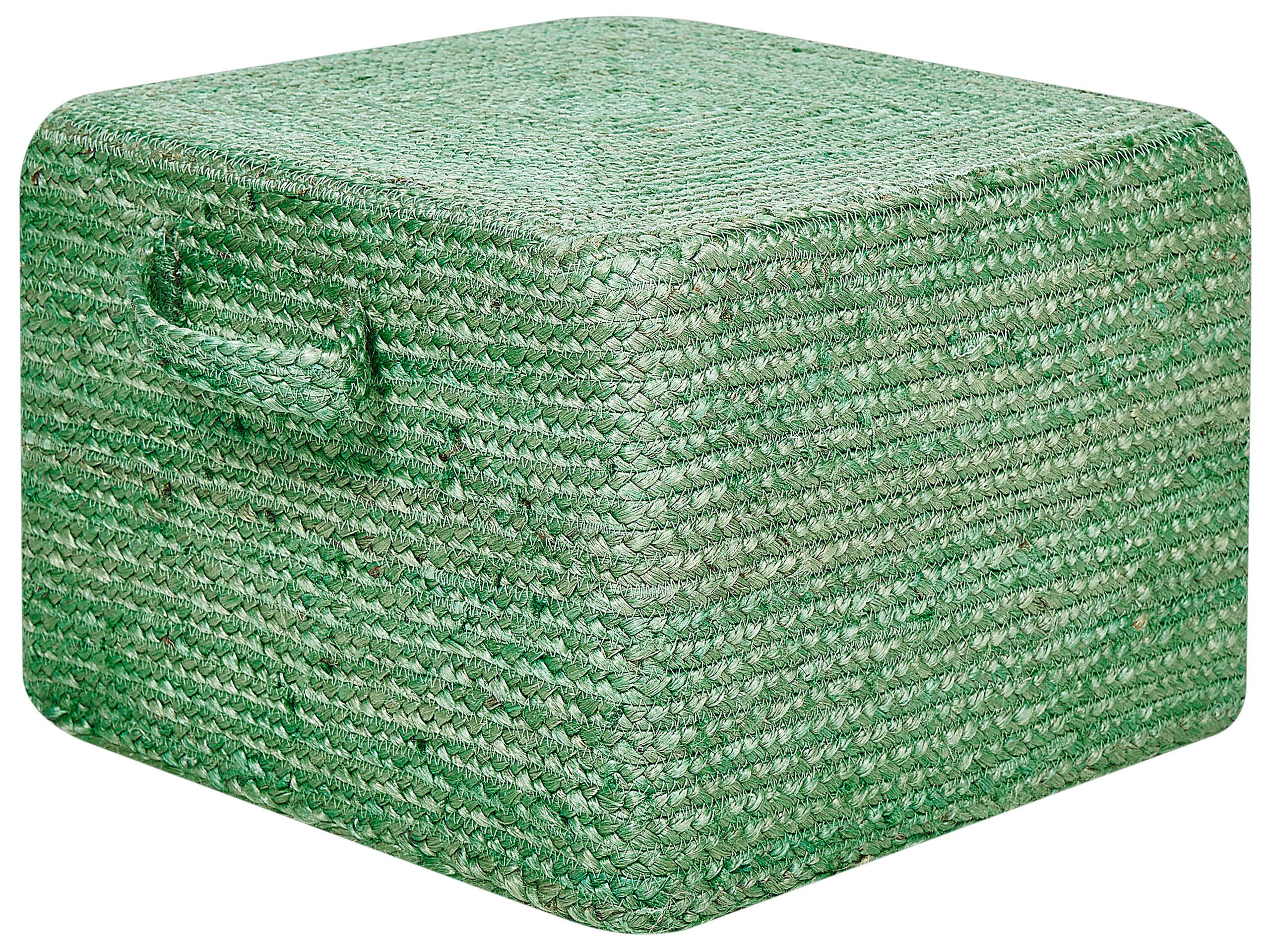 Puf otomana juta 45 x 45 x 30 cm zielony