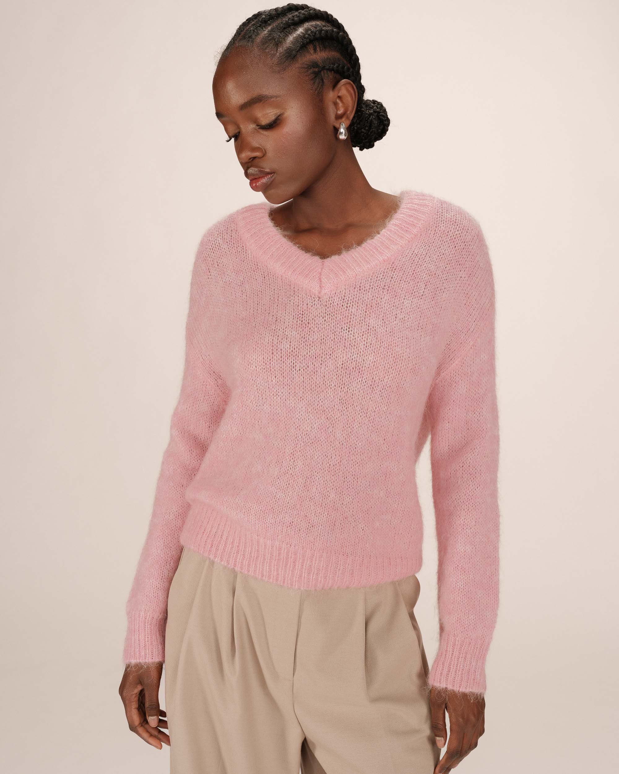 Pull laine d'alpaga cristal rose Sabado