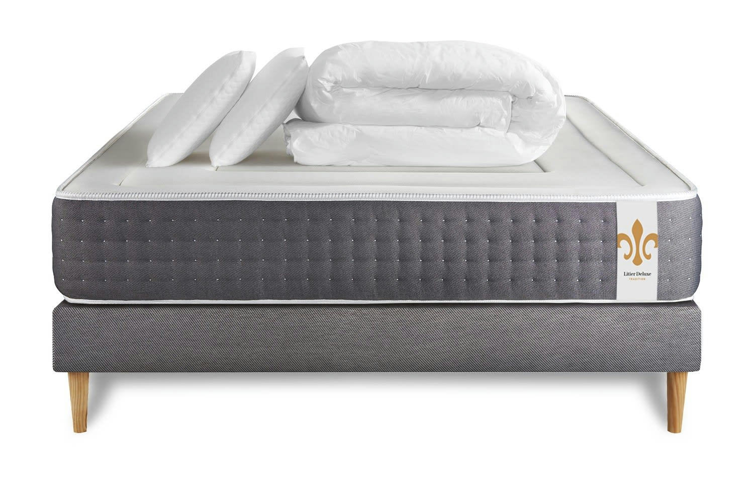 - Pack matelas sommier 140x200 oreiller couette