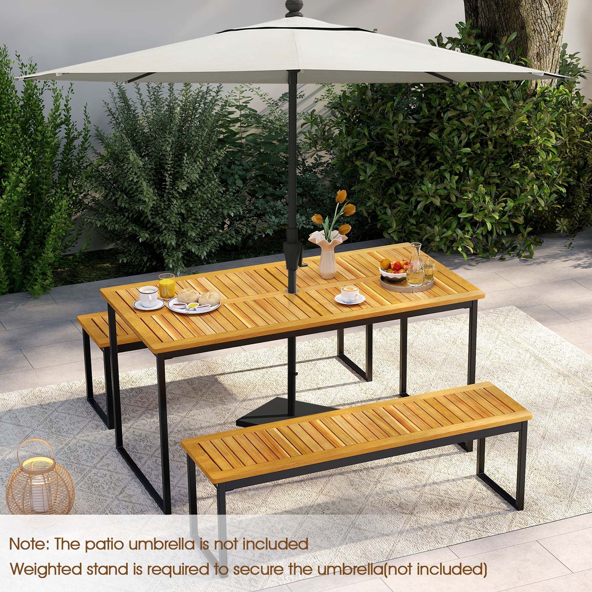 Costway Acacia Wood Dining Table for 6 People 55 Rectangle Patio - See Details