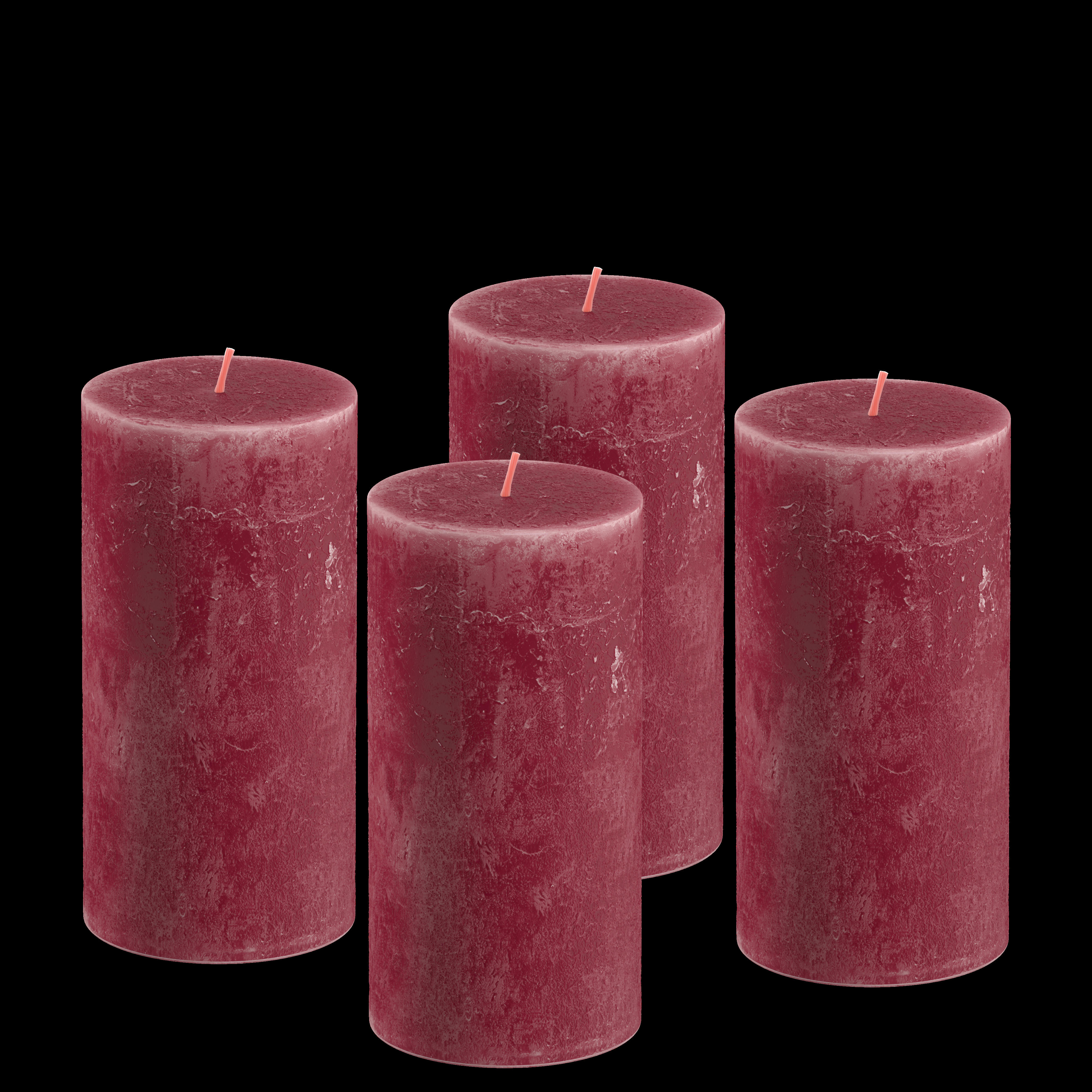 - Lot De 4 Bougies, Rouge, 13Cm