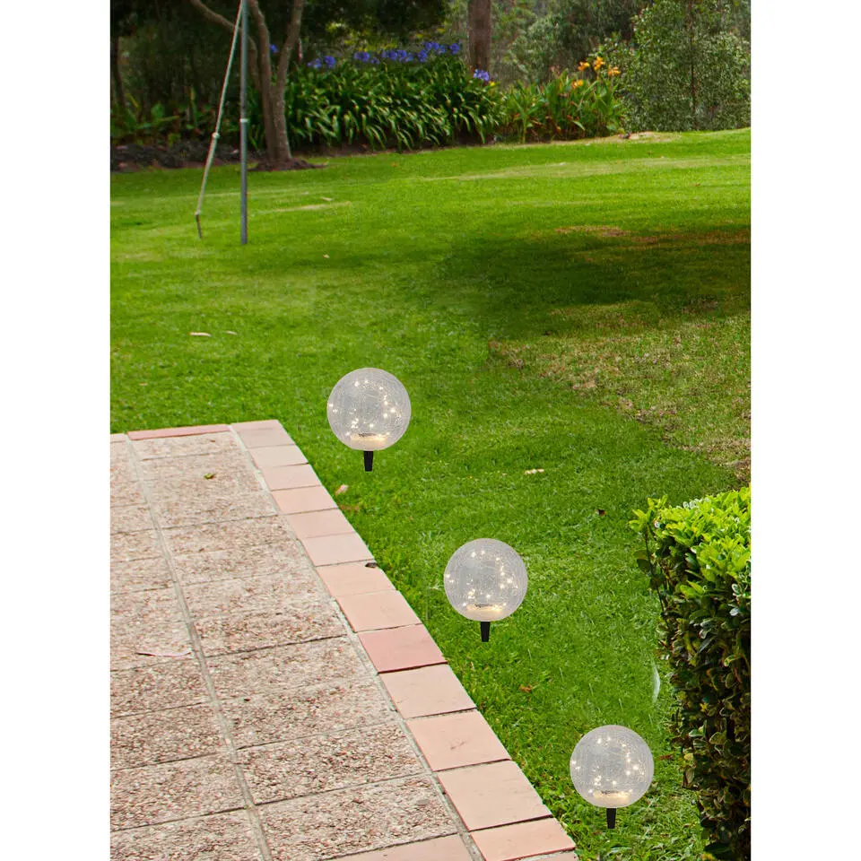 Prikspot - solar tuinverlichting - glazen crawuele bol - 20 cm