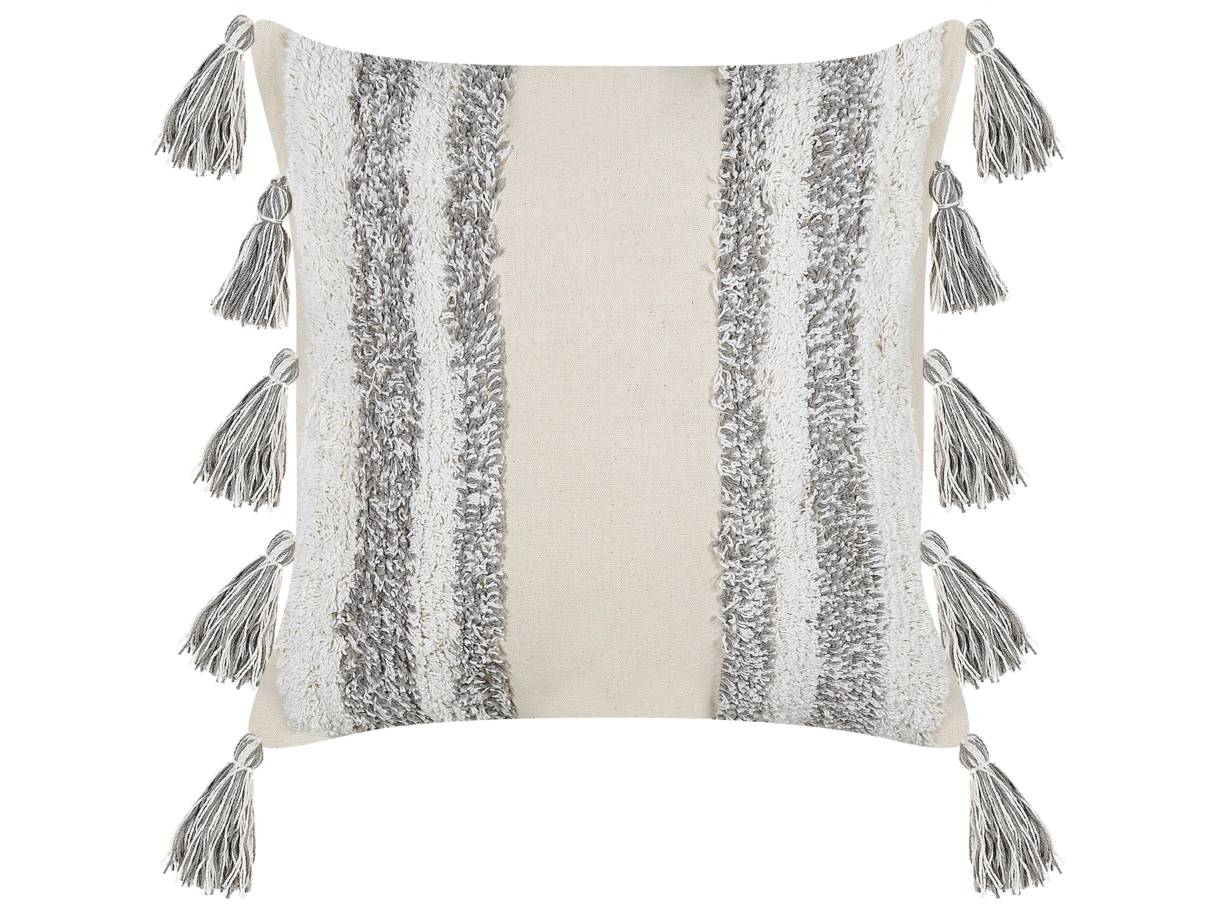 Throw Cushion HELICONIA Cotton 45 x 45 cm Beige Striped