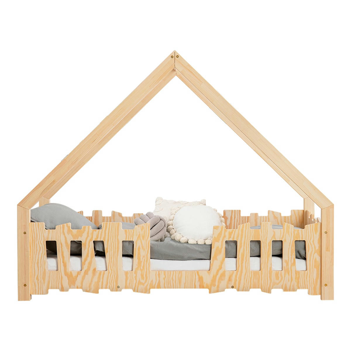 ENZO - Lit cabane 70x140 sommier inclus naturel