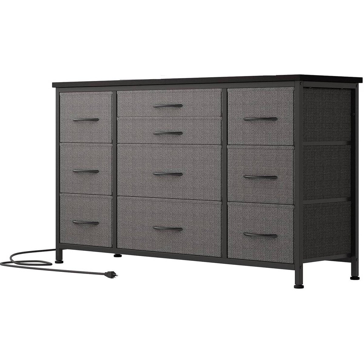 TV Stand with Power Outlet, 10 Drawers for 55'' TV - n/a