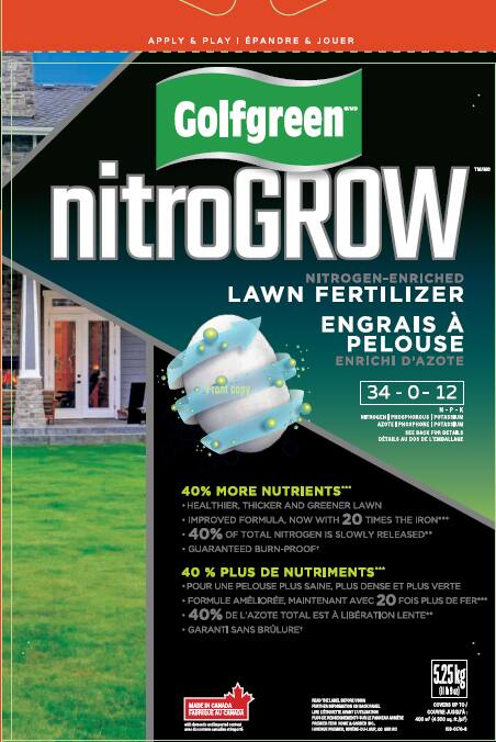Golfgreen NitroGROW Nitrogen-Enriched Lawn Fertilizer, 34-0-12, 400-m2
