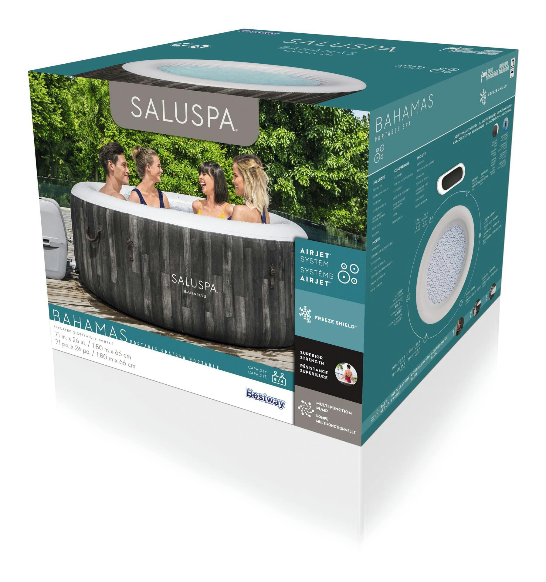 Bestway SaluSpa™ Bahamas Round Inflatable Spa with 120 Jets, 71 x 26-in, 2-4 Adults