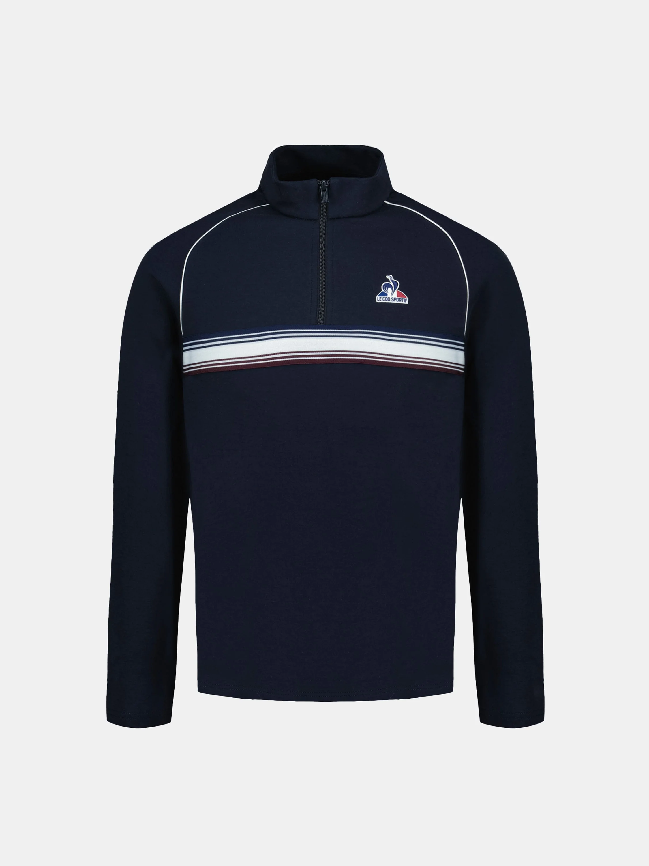 Sweat double face demi zippé et empiècement rayé