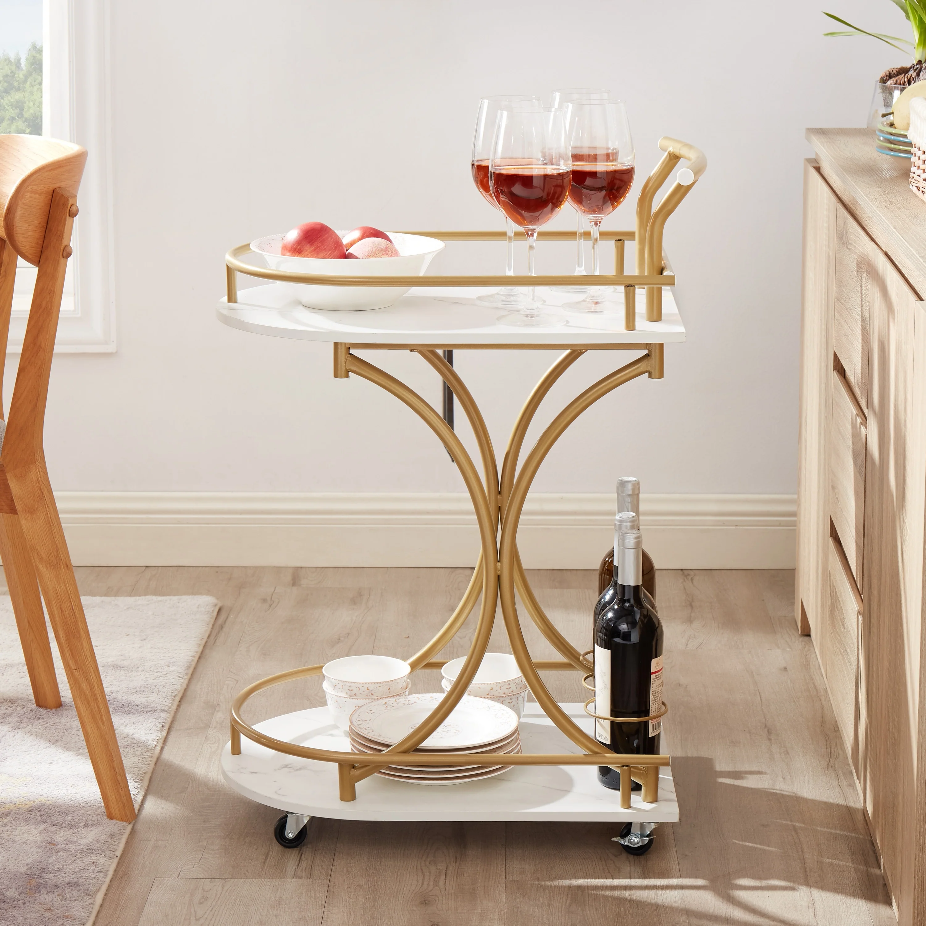 Mobile Bar Service Cart,2nd Floor Bar Cart