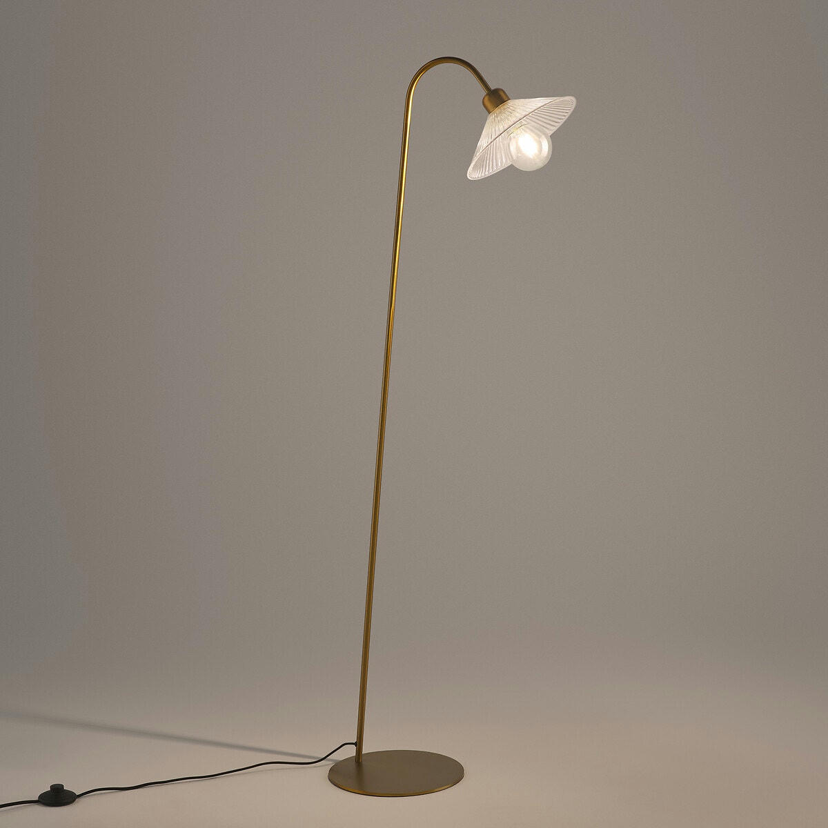 Lampadaire laiton et verre strié, Iloa
