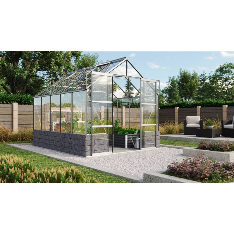 Serre en verre Cassandra aluminium anodisé 8,3 m² VITAVIA