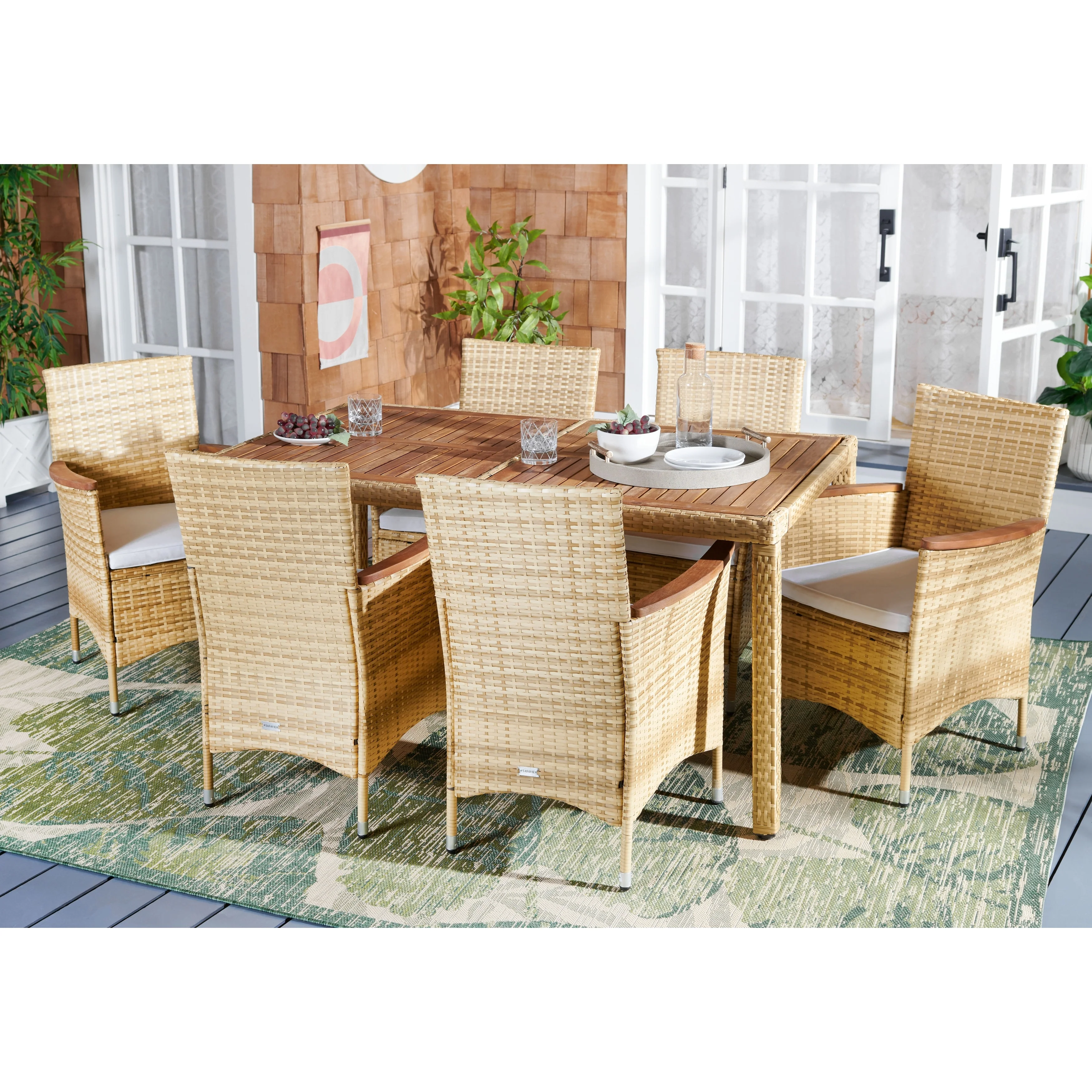 SAFAVIEH Outdoor Agne Dining Set - 59Wx35Dx29H