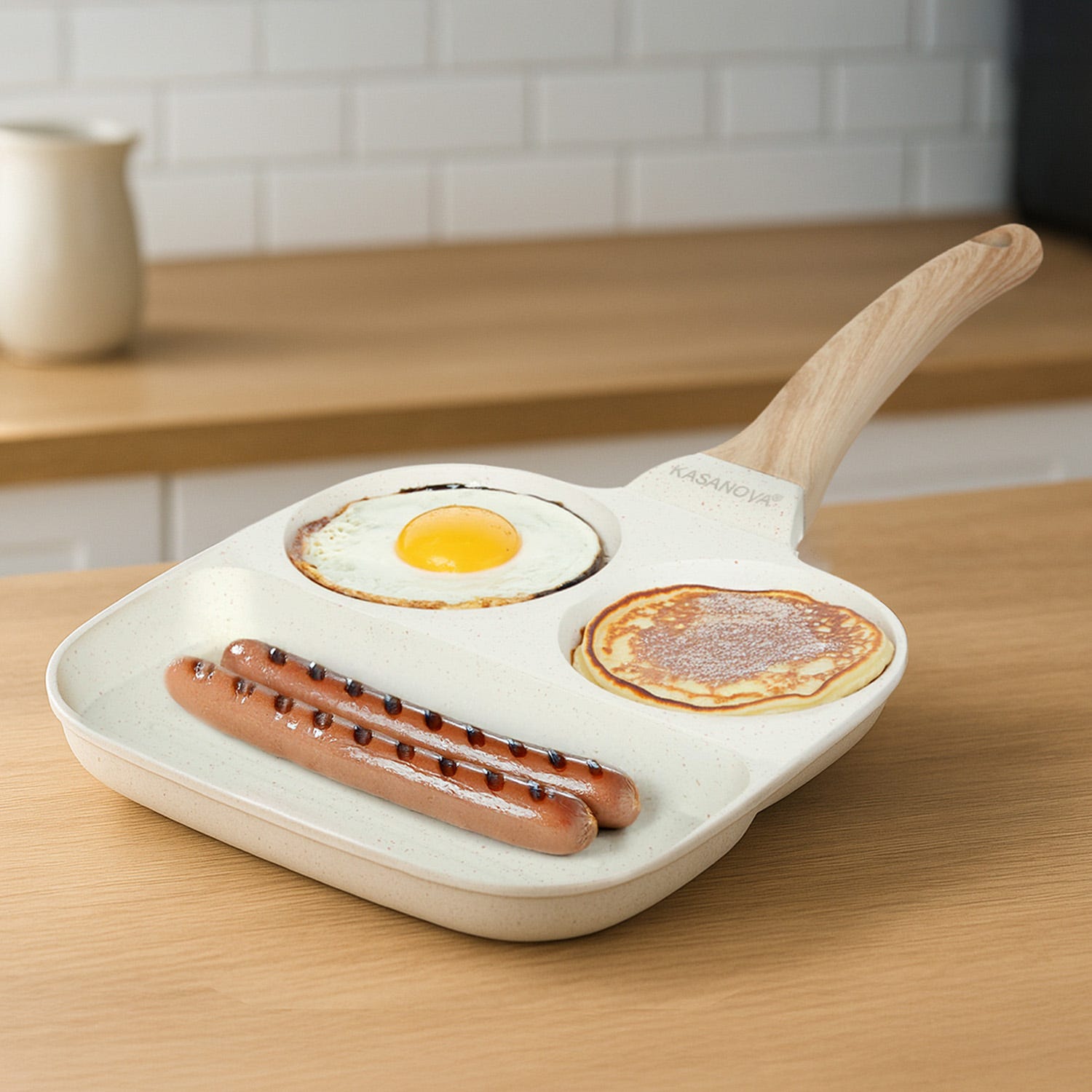 Padella 2 scomparti tondi e grill Mini Mania crema