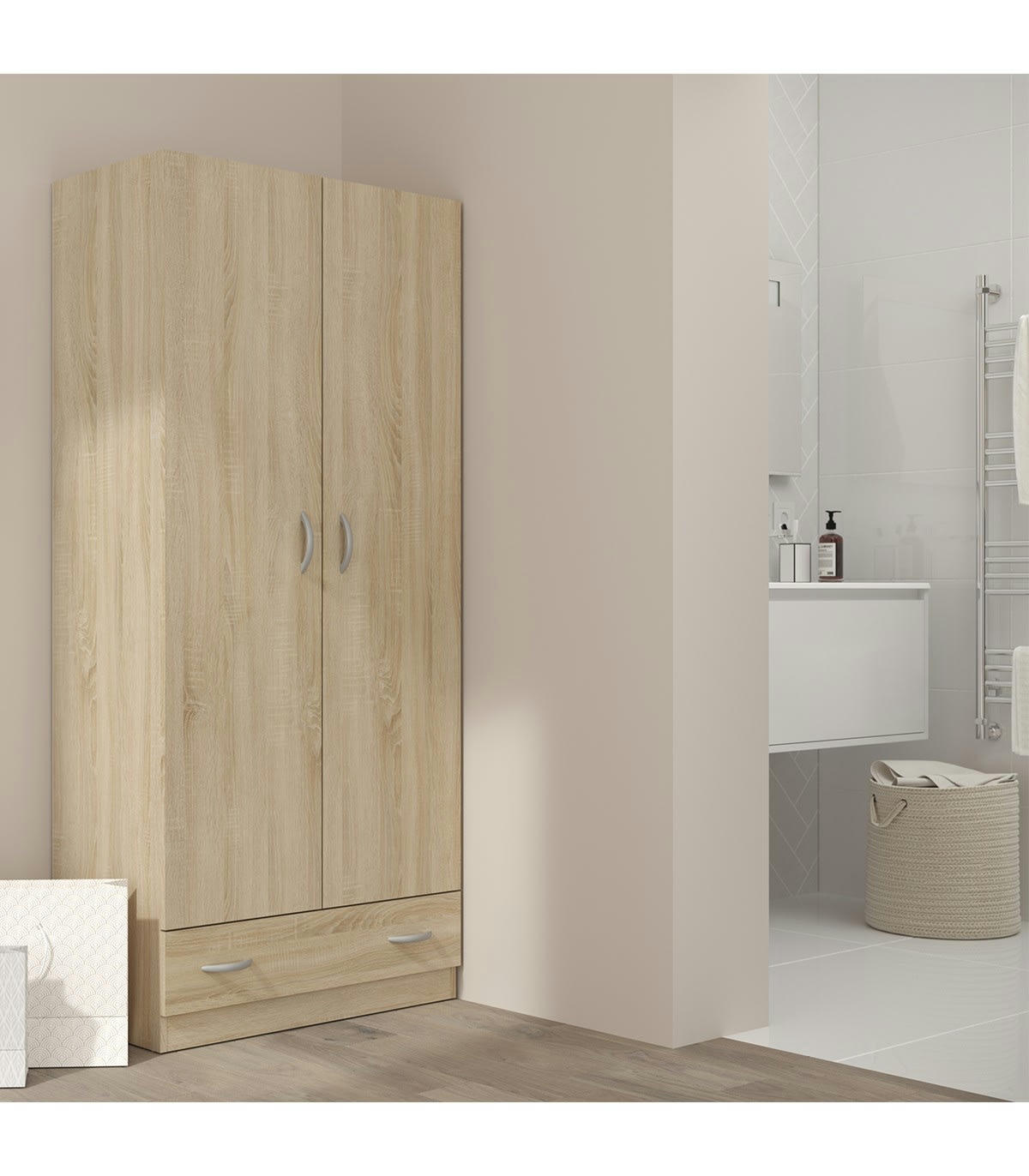 ORLANDO - Armoire 2 portes 2 tiroirs L78 x H170cm