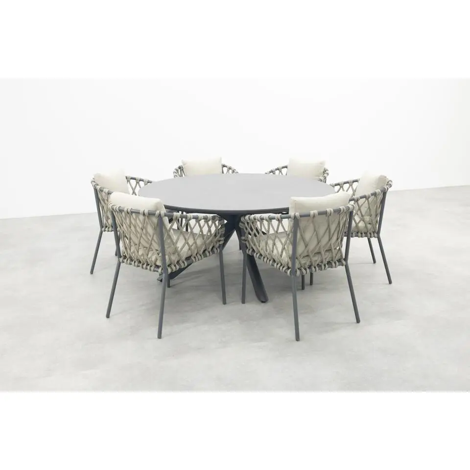 VDG Sara/Marena ronde tuinset &Oslash;158 cm. (7-delig) - Antraciet