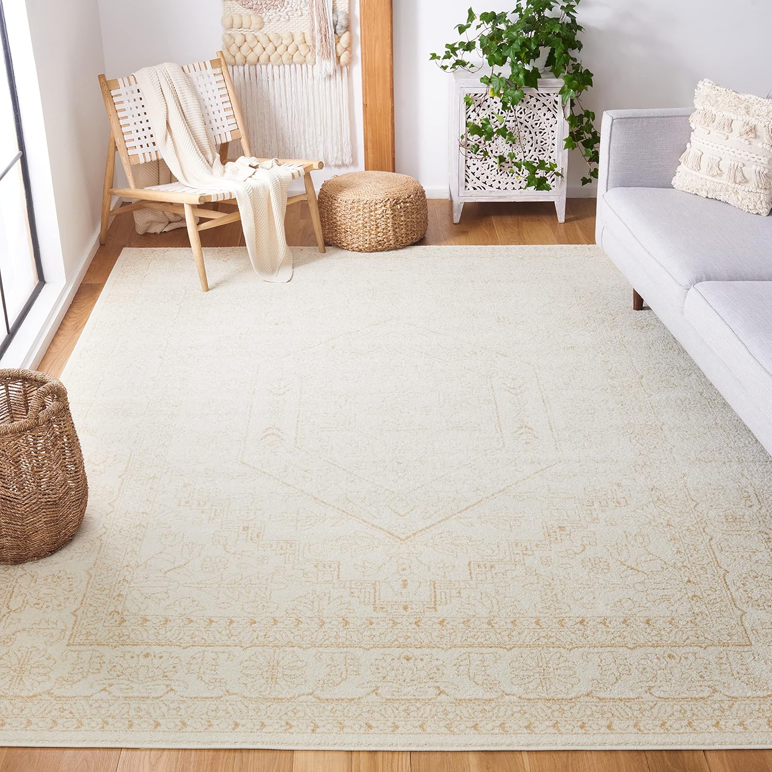 SAFAVIEH Area Rug 11x15 - Adirondack Collection - Large - Ivory & Beige, Oriental Medallion Design, Non-Shedding & Easy to Clean, Ideal for Living Room, Bedroom, Dining Space (ADR108E)