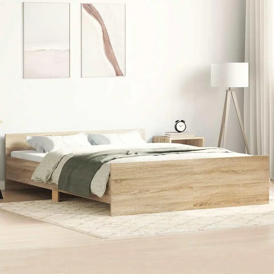 vidaXL - Bed frame met hoofd- en voeteneinde - sonoma eikenkleur - 140x200 cm