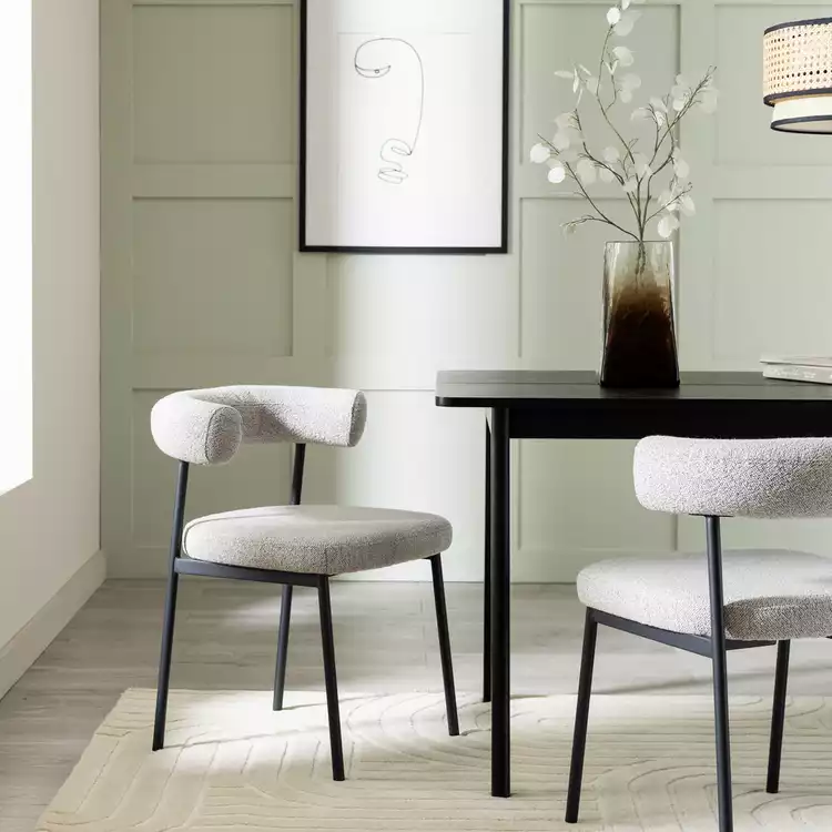 Habitat Oakie Pair of Fabric Dining Chair - Grey