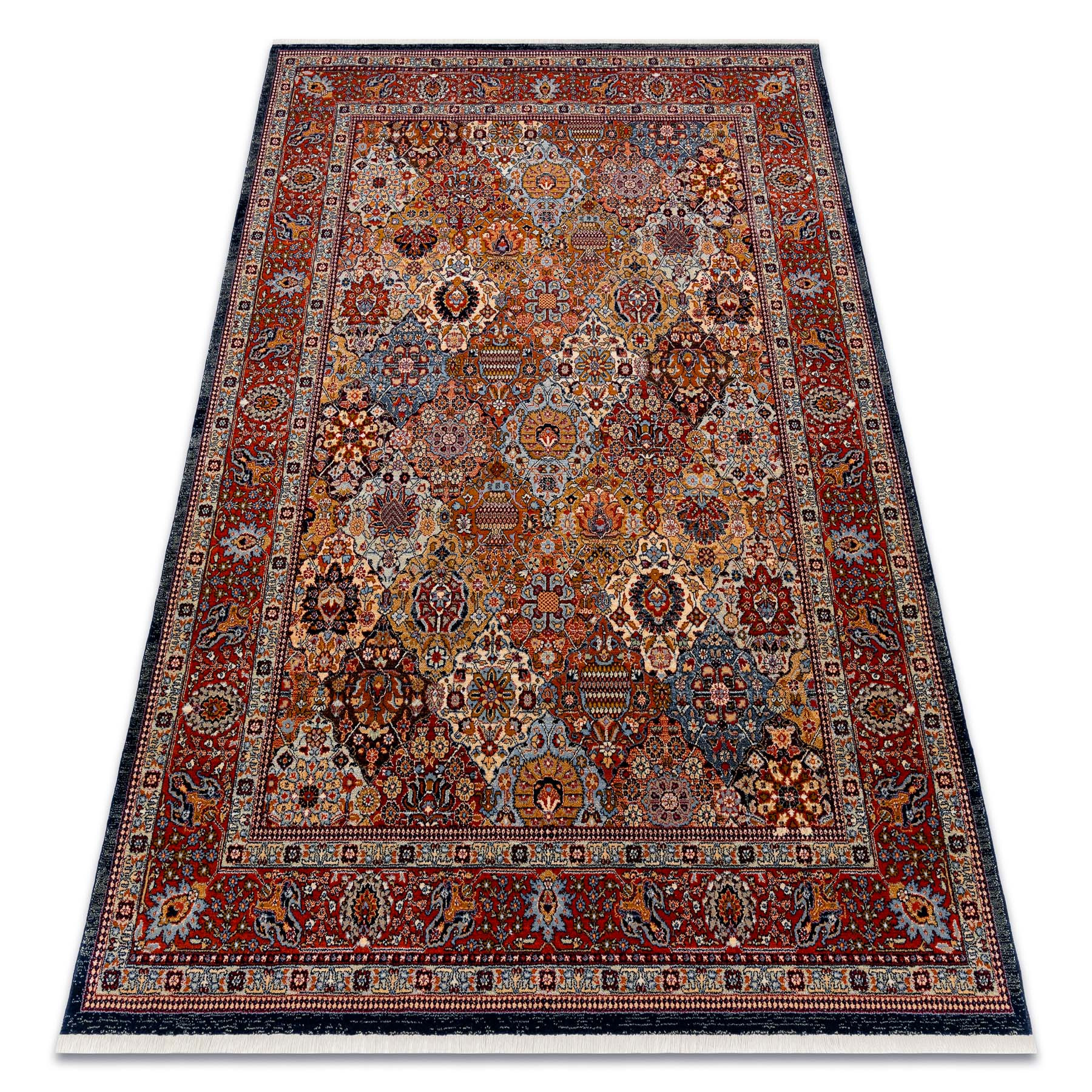 Dywan wełniany KESHAN Frędzle, Ornament, ramka orientalny 80x145 cm