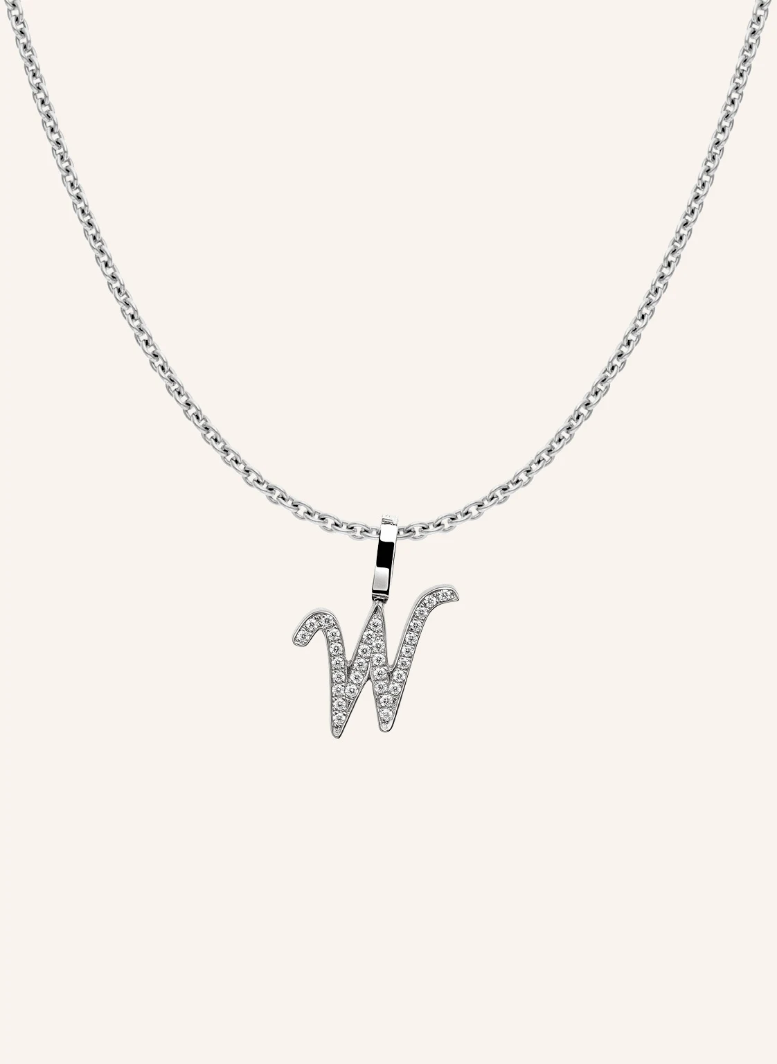 CADA Kette TINY DIAMOND LETTER W