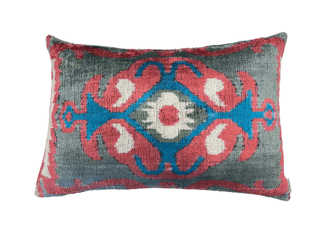 - Housse de coussin velours soie ikat   40x60 multicouleur