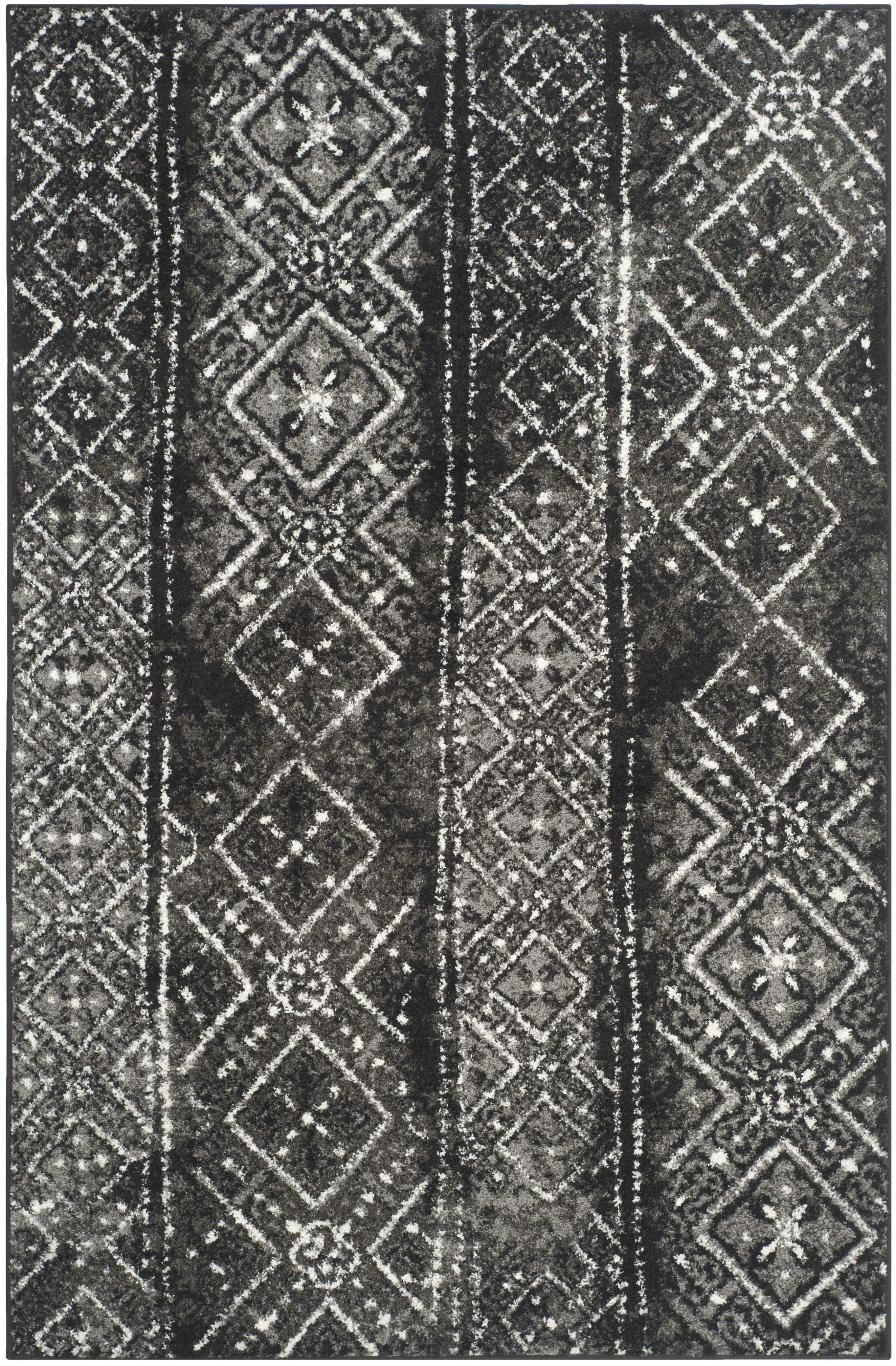 ADIRONDACK - Tapis de salon interieur en noir & argent, 183 x 274 cm