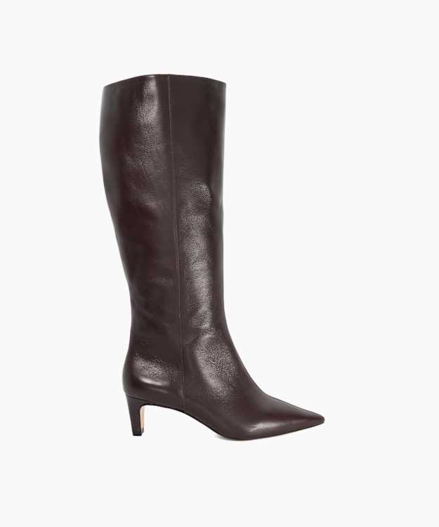 Smoulder Burgundy - Leather Heeled Knee-High Boots