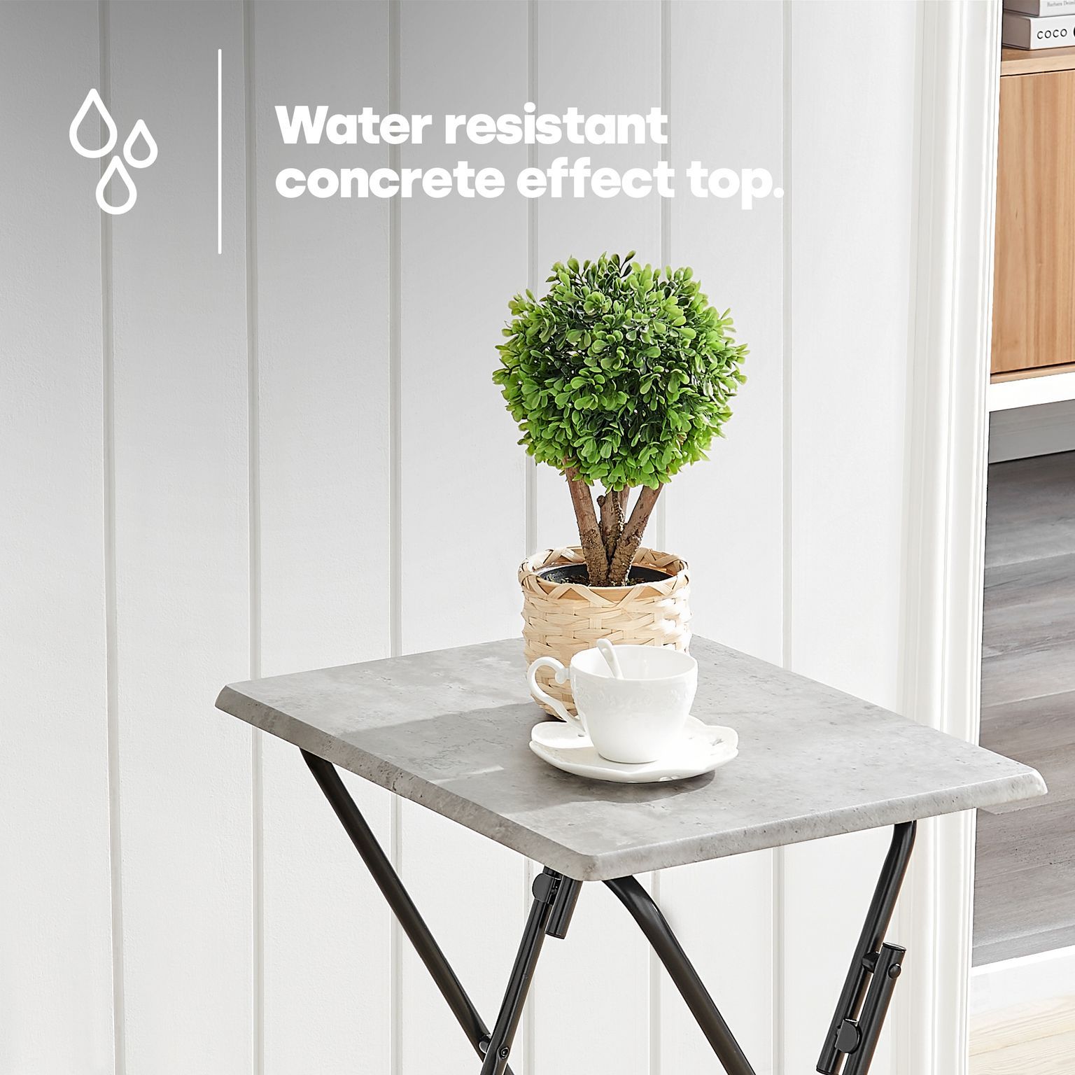 LIVIVO Concrete Effect Side Table - Girder Inspired Metal Frame