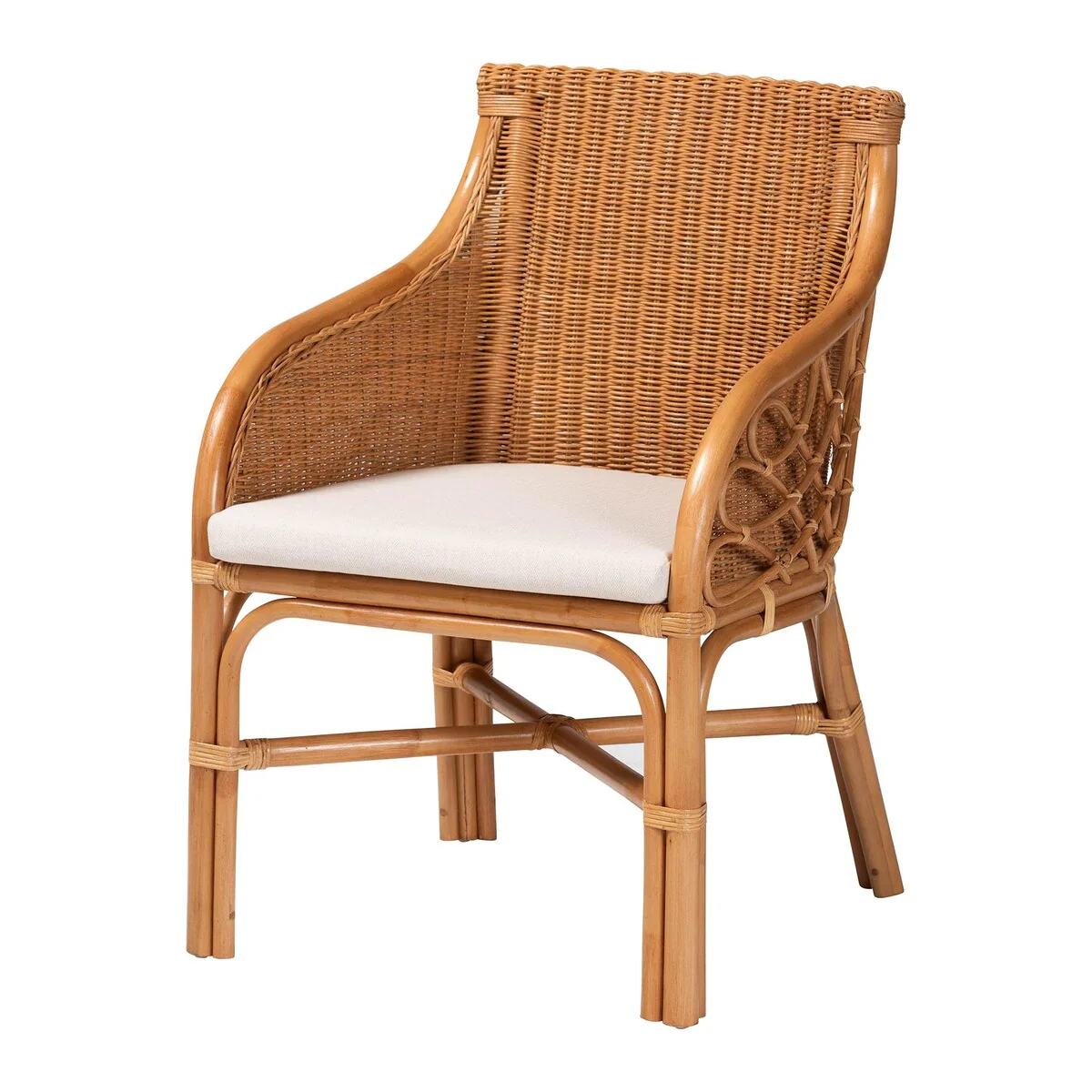 Carolyn Bohemian Light Honey Rattan Dining Chair