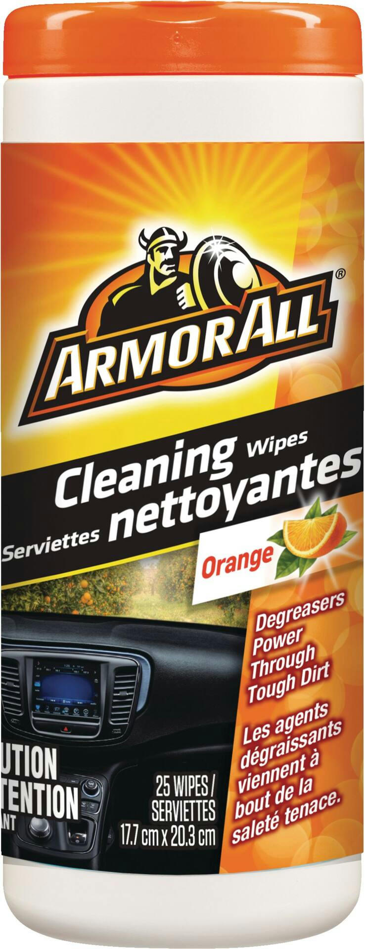 Armor All Auto Surface Car Cleaning Wipes, Orange Scent, 25-pk