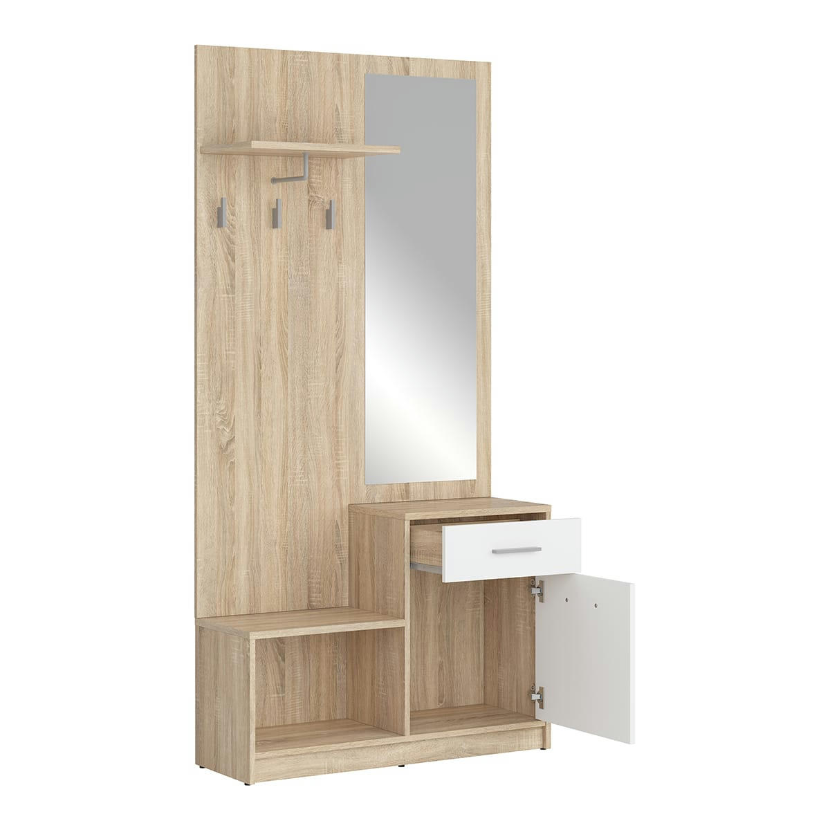 - Meuble entrée stratifiés naturel et blanc