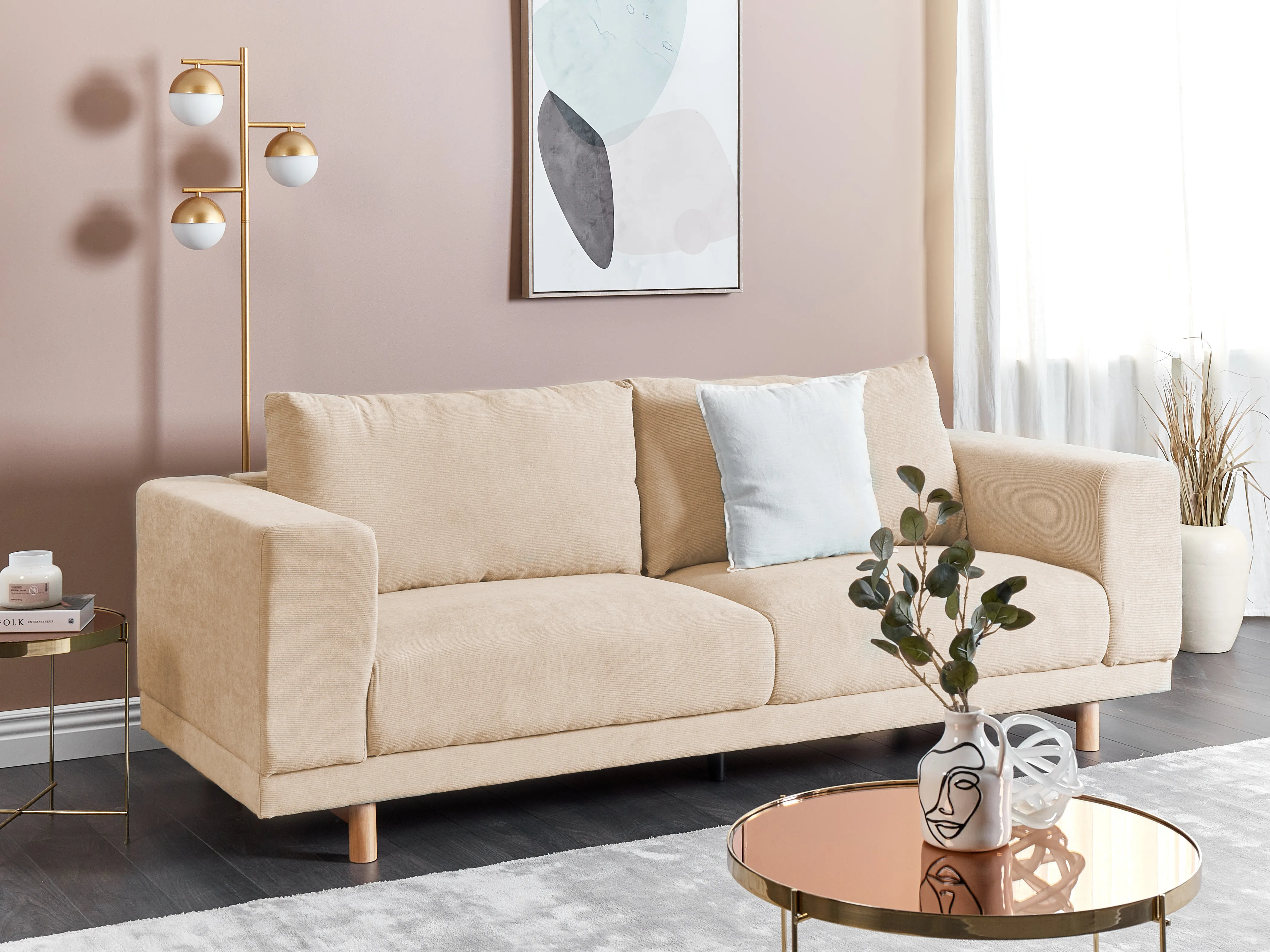 Sofa 3 Seater NIVALA Corduroy Beige