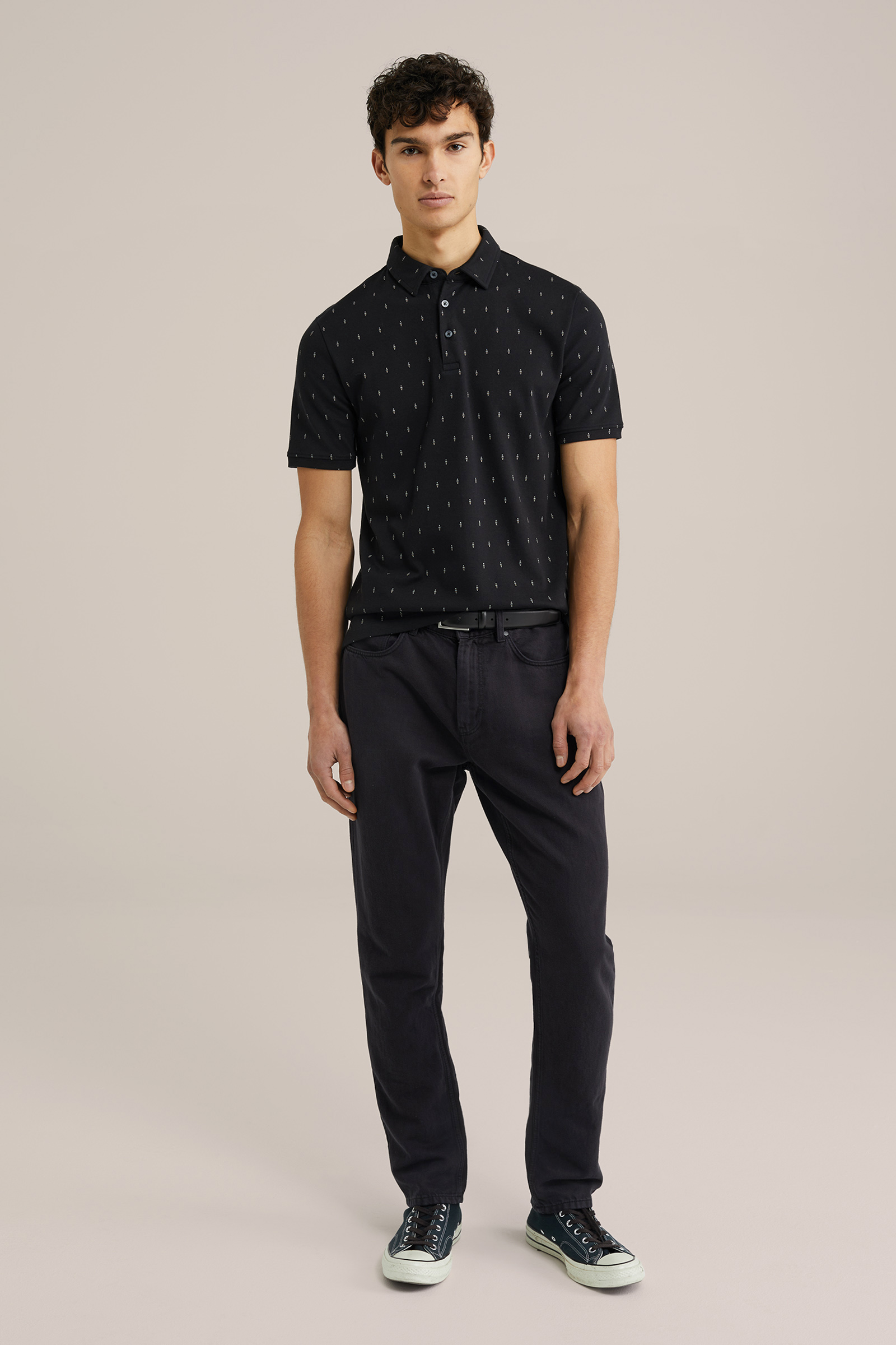 Heren slim fit polo met print
