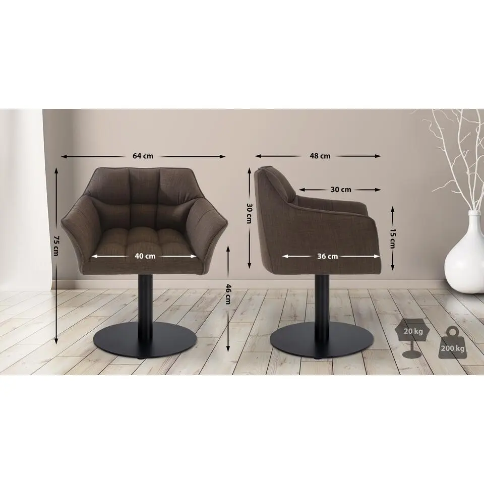 CLP Lounger Damaso zwart Frame - Stof - bruin