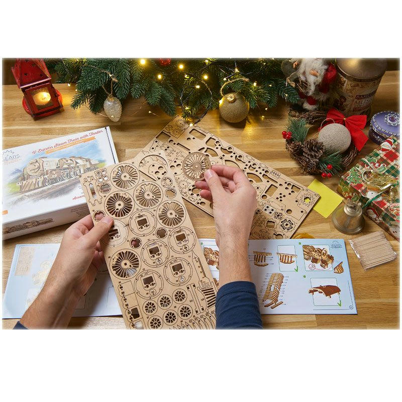 TRAIN - Maquette en bois train à vapeur 3D