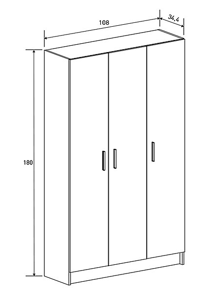 Armoire polyvalente avec 3 portes coloris beige- Longueur 108 x profondeur 34,40 x hauteur 180 cm
