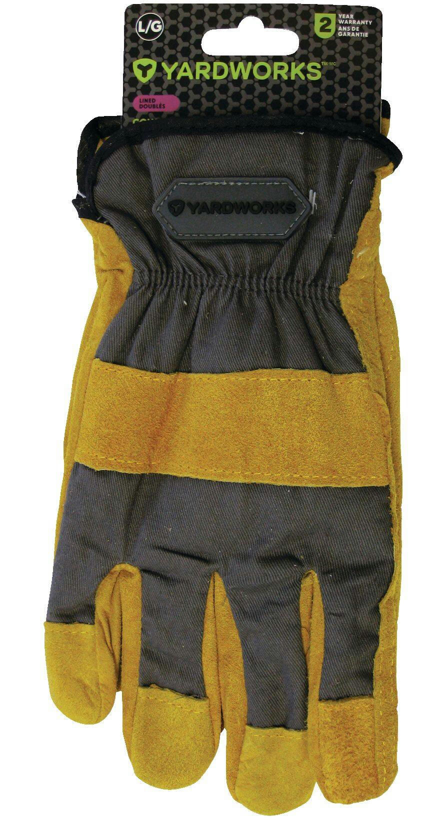 Yardworks Suede Canvas Lined Unisex Gardening Gloves, Large, Gold