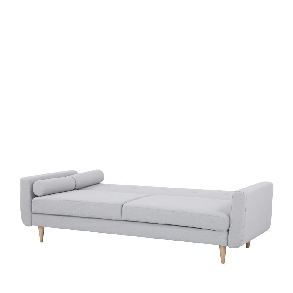 HELDER - Canapé convertible 3 places en tissu gris clair