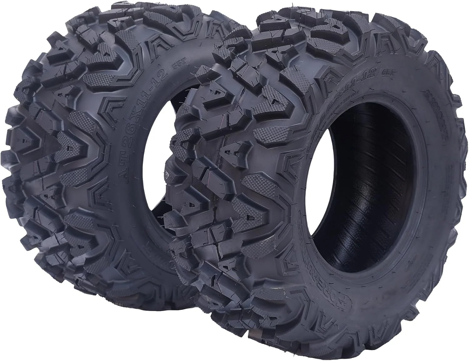 26x12x12 Atv Tires, Set of 2 Atv Tires 26x12-12 6PR, All Terrain Atv/Utv Off-Road Tires, Black(AT26x11-12-6PR)