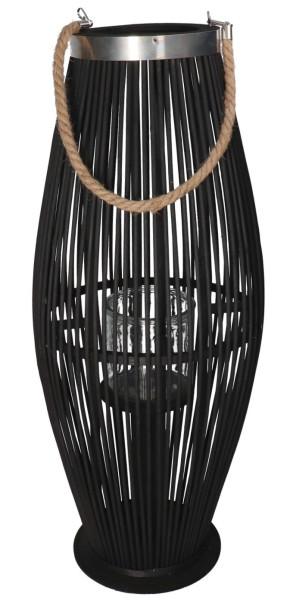 Lampion Bambusowy Rattanowy Latarnia 50 Cm Czarny