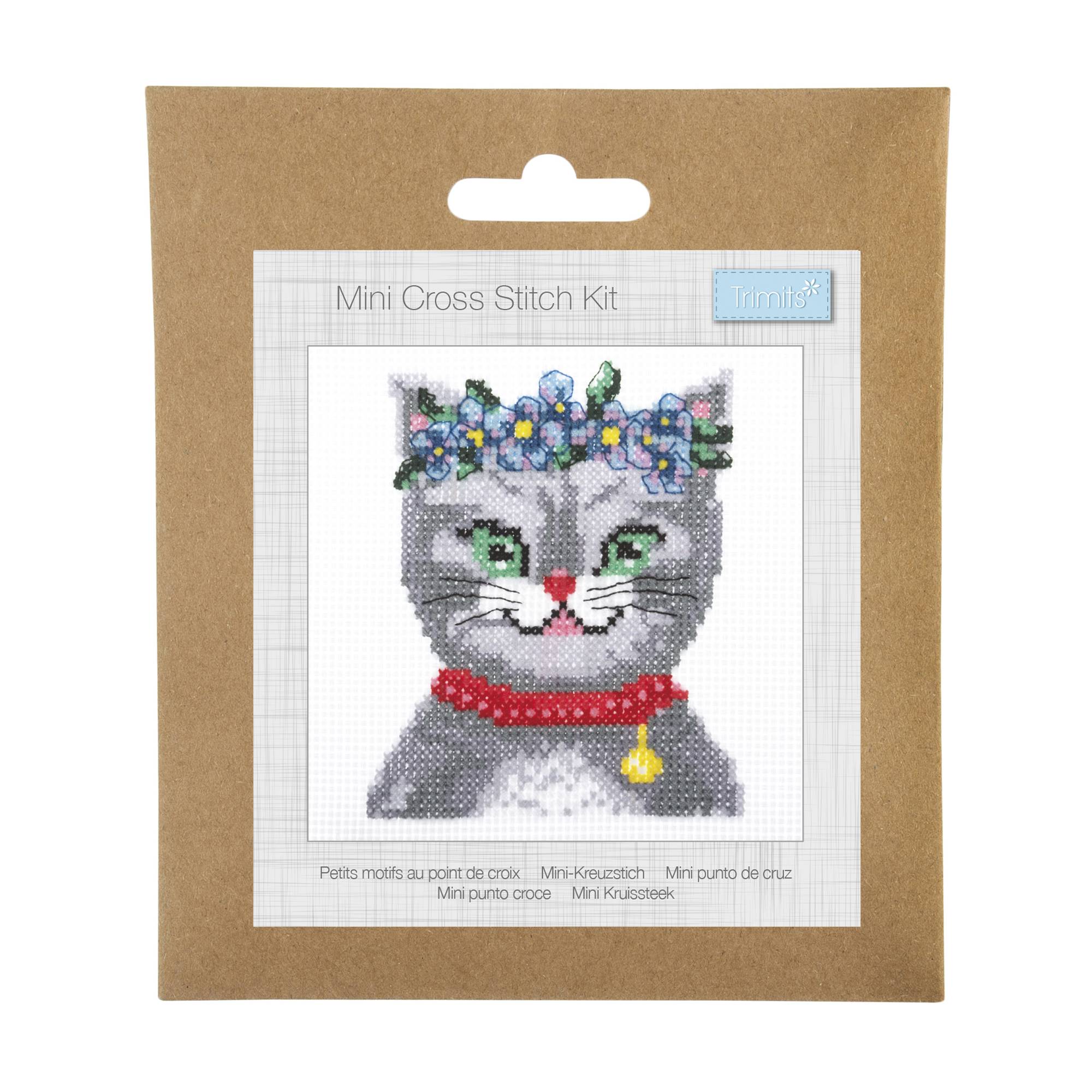 Trimits Meow Mini Cross Stitch Kit 13cm x 13cm