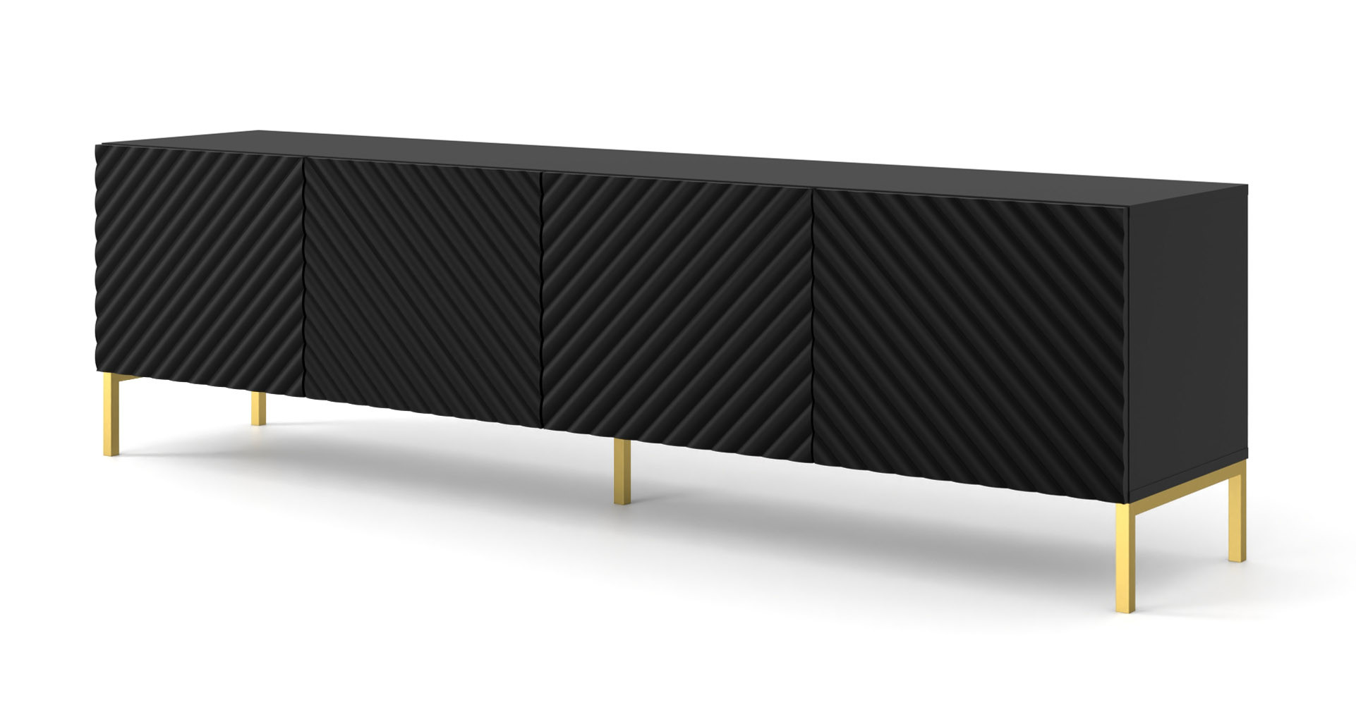 Szafka RTV SURF 200 cm 4D frez czarny mat