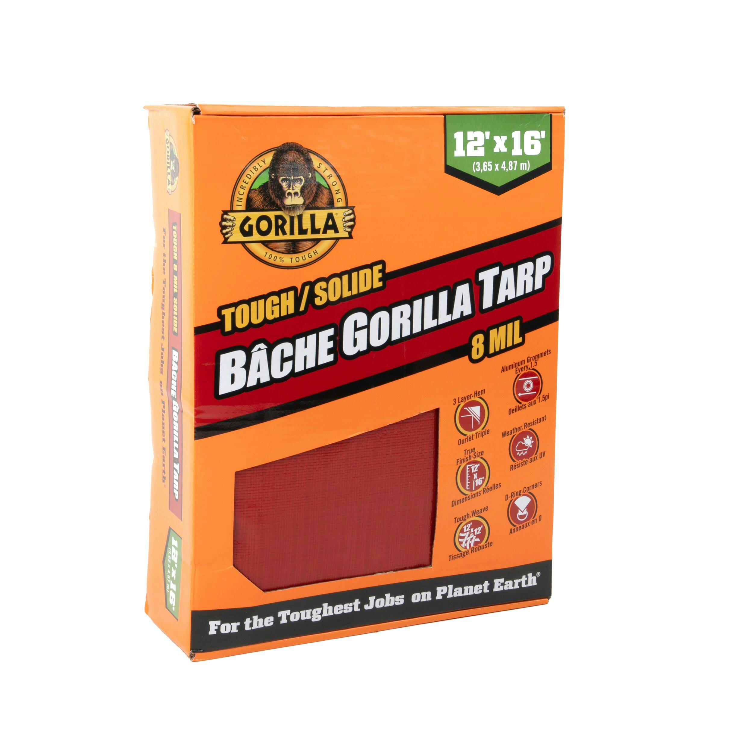 Gorilla Premium Tough 3-Layer Tarp, 8-mm, 12-ft x 16-ft